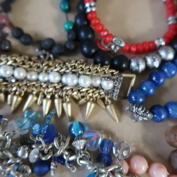 22 Pc Boho Beaded Bracelet Bundle Lot Gemstone Crystal Stack Boho Hippie Craft - Picture 2 of 13